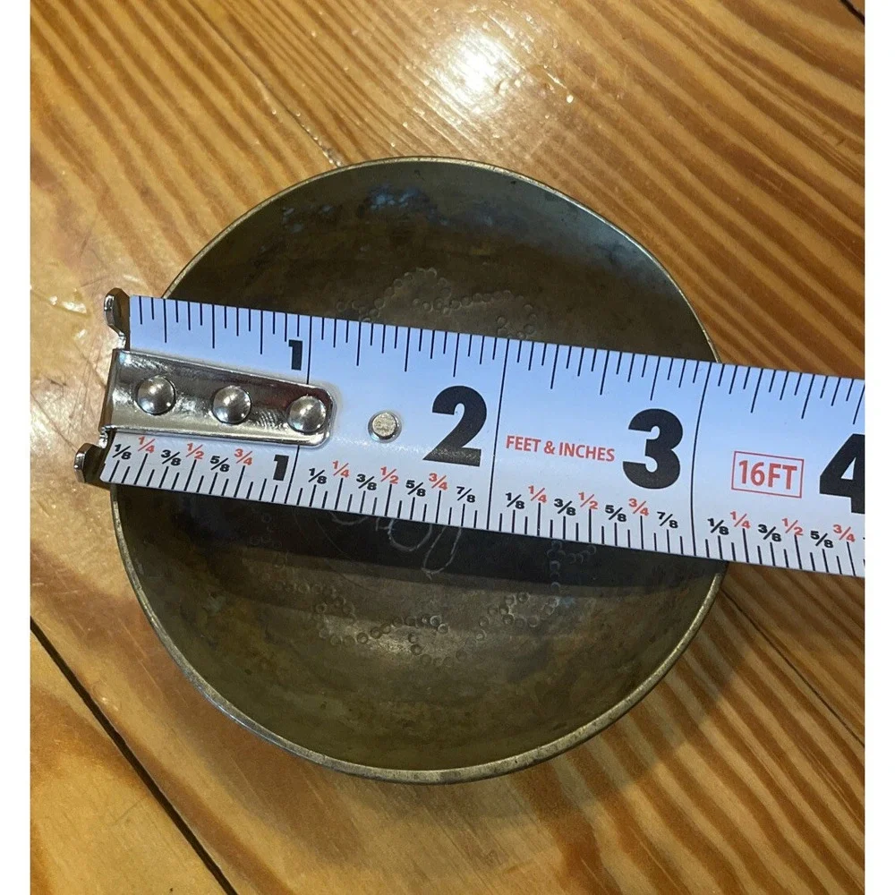 Vintage Chinese Brass Finger Bowl Etched Vegetables Cooking 3.25